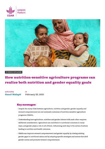 How nutrition-sensitive agriculture programs can realize both nutrition and gender equality goals