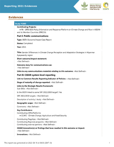 Gender Differences in Climate Change Perception and Adaptation Strategies in Myanmar Ayeyawardy region