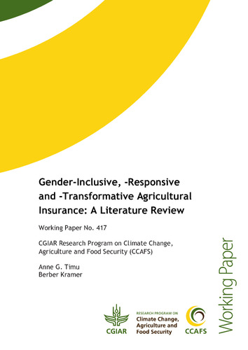 Gender-Inclusive, -Responsive and -Transformative Agricultural Insurance: A Literature Review