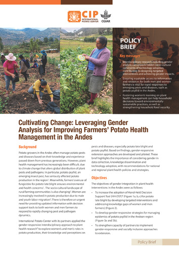 Cultivating Change: Leveraging Gender Analysis for Improving Farmers’ Potato Health Management in the Andes