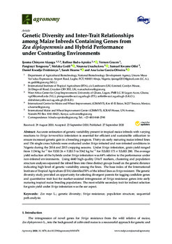 Genetic diversity and inter-trait relationships among maize inbreds containing genes from Zea diploperennis and hybrid performance under contrasting environments