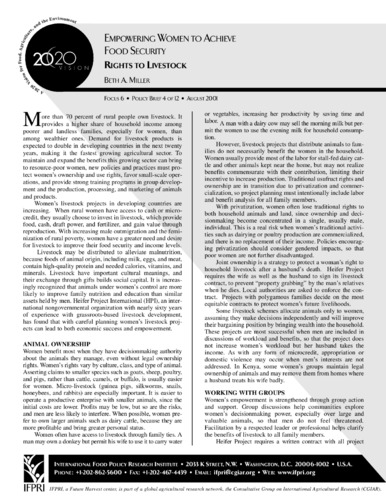 Empowering women to achieve food security: Rights to livestock