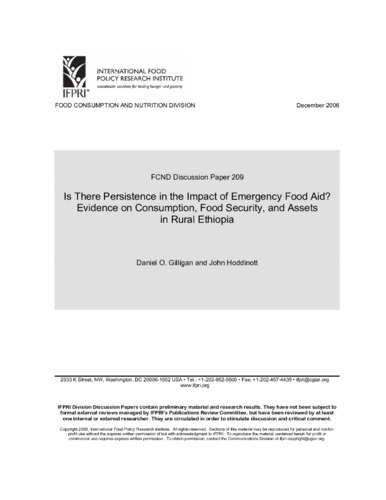 Is there persistence in the impact of emergency food aid?: evidence on consumption, food security, and assets in rural Ethiopia