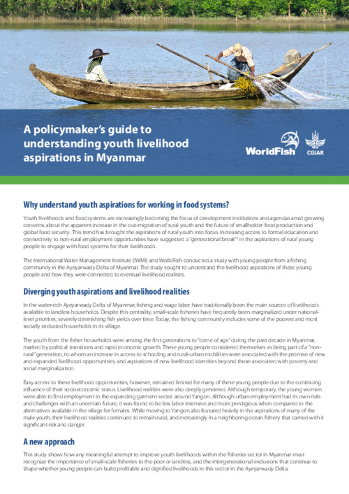 A policymaker’s guide to understanding youth livelihood aspirations in Myanmar