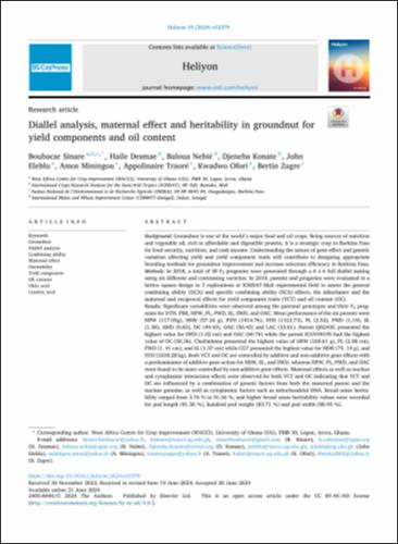 Diallel analysis, maternal effect and heritability in groundnut for yield components and oil content