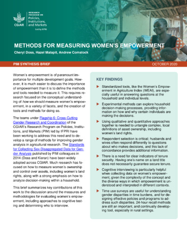 Methods for measuring women's empowerment