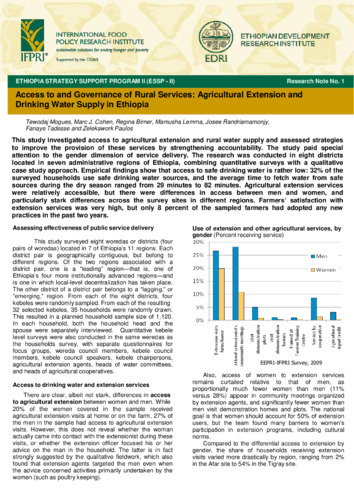 Access to and governance of rural services: Agricultural extension and drinking water supply in Ethiopia