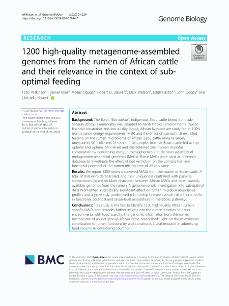 1200 high-quality metagenome-assembled genomes from the rumen of African cattle and their relevance in the context of sub-optimal feeding