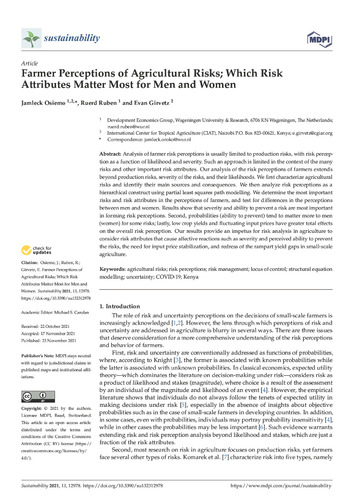 Farmer perceptions of agricultural risks: Which risk attributes matter most for men and women