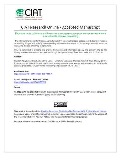 Exposure to air pollutants and heat stress among resource-poor women entrepreneurs in small-scale cassava processing