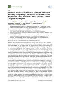 Nominal 30-m Cropland Extent Map of Continental Africa by Integrating Pixel-Based and Object-Based Algorithms Using Sentinel-2 and Landsat-8 Data on Google Earth Engine