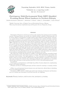 Participatory Multi-Environmental Trials (MET) identified promising durum wheat landraces in Northern Ethiopia