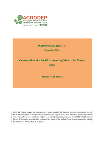 Construction of a social accounting matrix for Kenya 2009