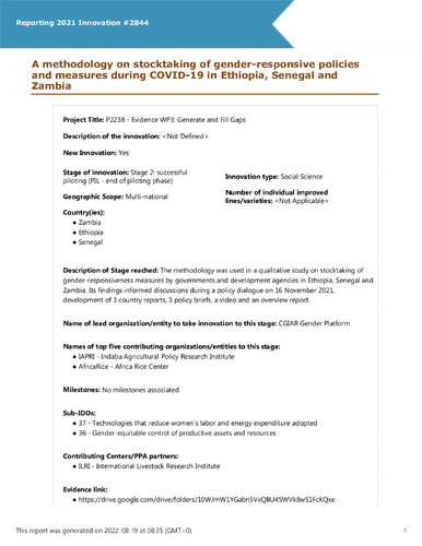 A methodology on stocktaking of gender-responsive policies and measures during COVID-19 in Ethiopia, Senegal and Zambia