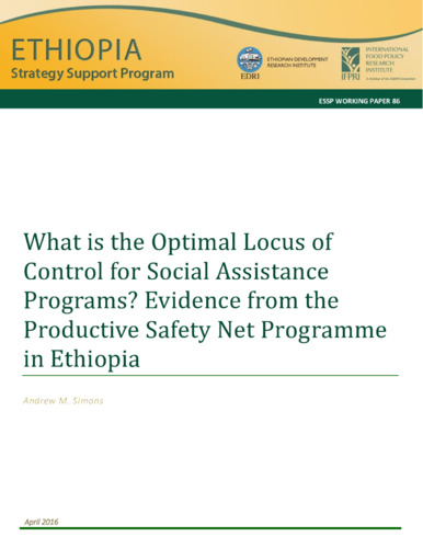 What is the optimal locus of control for social assistance programs? Evidence from the productive safety net programme in Ethiopia