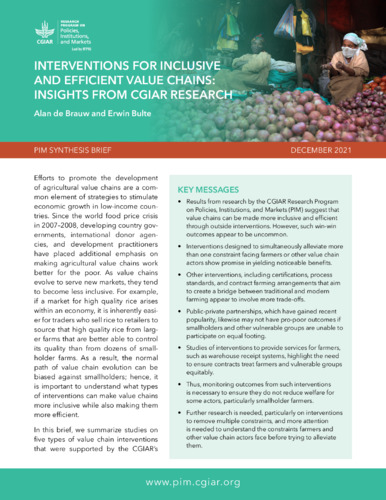 Interventions for inclusive and efficient value chains: Insights from CGIAR research