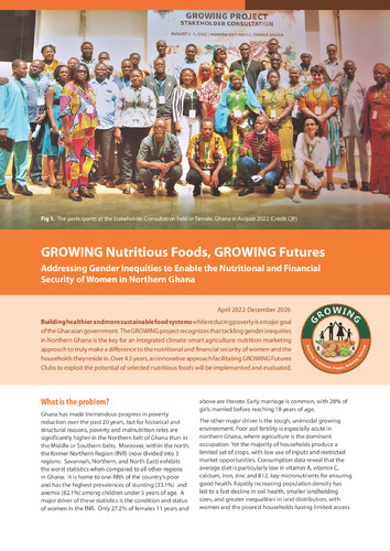 GROWING Nutritious Foods, GROWING Futures. Addressing Gender Inequities to Enable the Nutritional and Financial Security of Women in Northern Ghana
