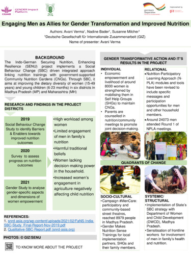 Engaging men as allies for a journey of gender transformation and improved nutrition