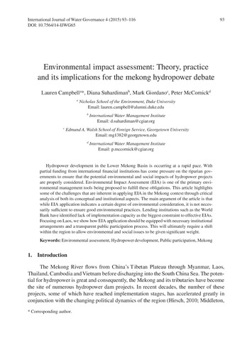 Environmental impact assessment: theory, practice and implications for Mekong hydropower debate