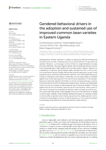 Gendered behavioral drivers in the adoption and sustained use of improved common bean varieties in Eastern Uganda