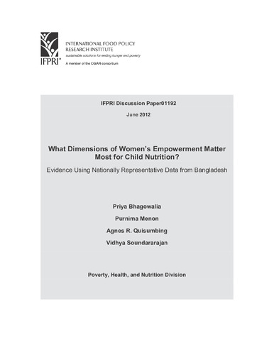 What Dimensions of Women’s Empowerment Matter Most for Child Nutrition? Evidence Using Nationally Representative Data from Bangladesh