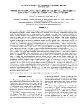 Impact of conservation agriculture on soil physical properties in rice-wheat system of eastern indo-gangetic plains