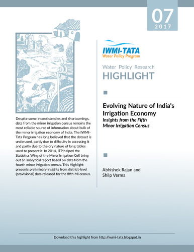 Evolving nature of India's irrigation economy: insights from the fifth minor irrigation census
