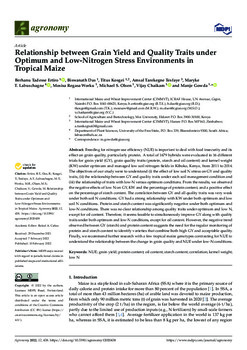 Relationship between grain yield and quality traits under optimum and low-nitrogen stress environments in tropical maize
