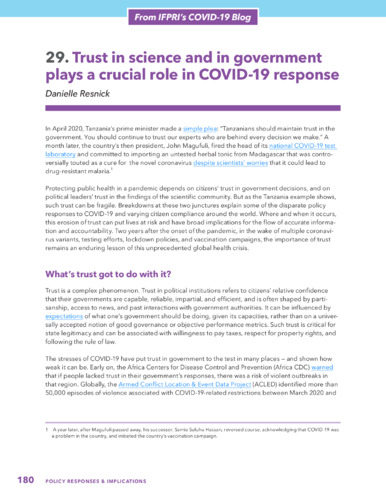 Trust in science and in government plays a crucial role in COVID-19 response
