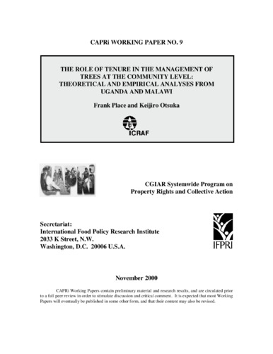The role of tenure in the management of trees at the community level: theoretical and empirical analyses from Uganda and Malawi