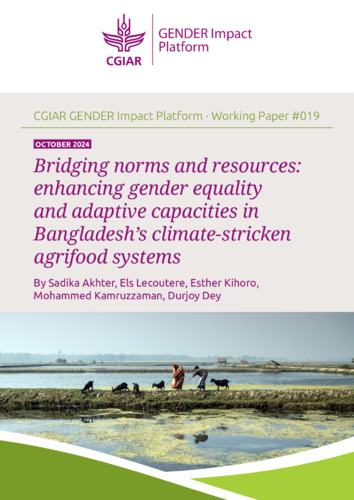 Bridging norms and resources: Enhancing gender equality and adaptive capacities in Bangladesh's climate-stricken agrifood systems