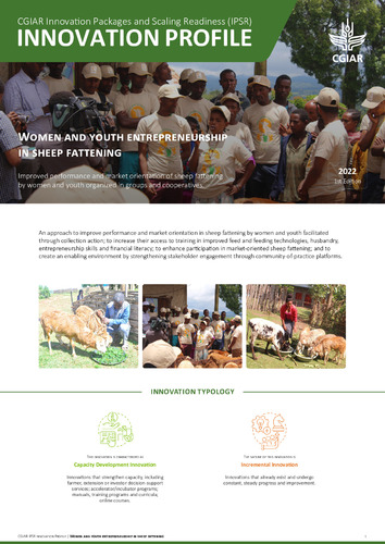 Women and youth entrepreneurship in sheep fattening: IPSR Innovation Profile