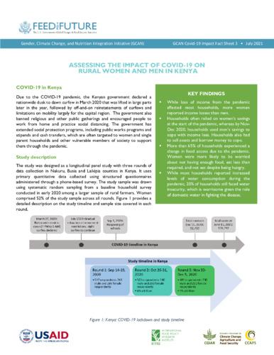 Assessing the impact of COVID-19 on rural women and men in Kenya