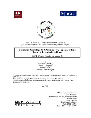 Community workshops in the study of land-use dynamics: examples from Kenya