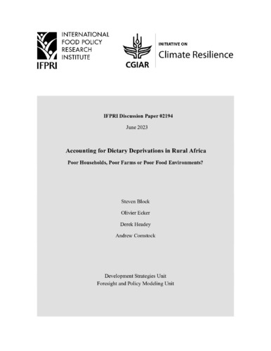 Accounting for dietary deprivations in rural Africa: Poor households, poor farms or poor food environments?