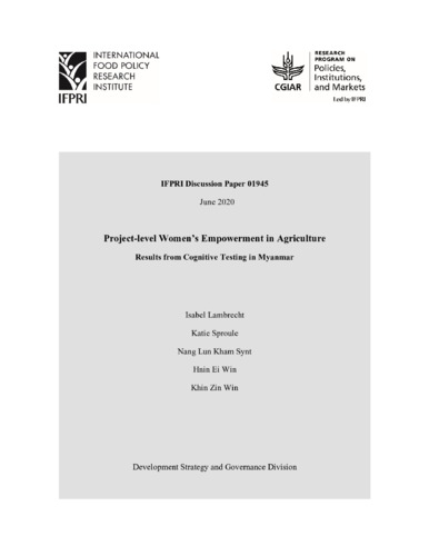 Project-level Women’s Empowerment in Agriculture: Results from cognitive testing in Myanmar
