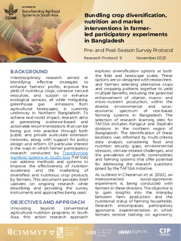 Bundling crop diversification, nutrition and market interventions in farmerled participatory experiments in Bangladesh: Pre- and post-season survey protocol