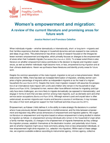 Women’s empowerment and migration: A review of the current literature and promising areas for future work