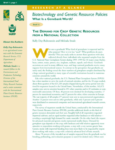 The demand for crop genetic resources from a national collection