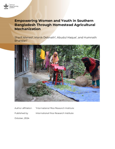 Empowering Women and Youth in Southern Bangladesh through Homestead Agricultural Mechanization