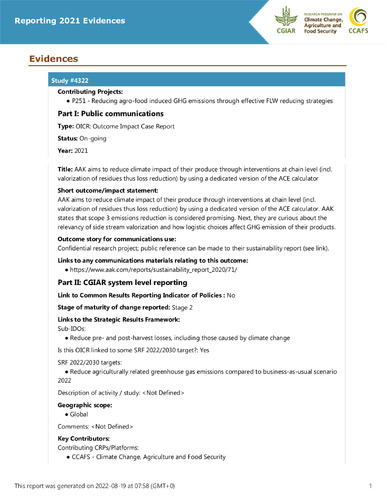 AAK aims to reduce climate impact of their produce through interventions at chain level (incl. valorization of residues thus loss reduction) by using a dedicated version of the ACE calculator