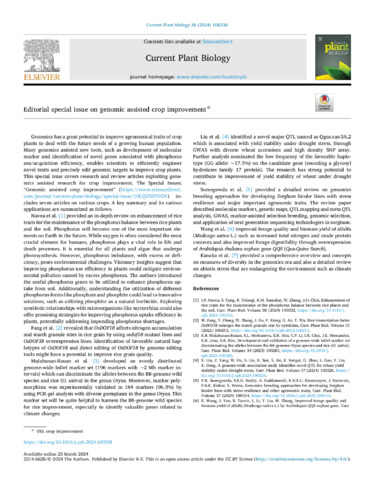 Editorial special issue on genomic assisted crop improvement