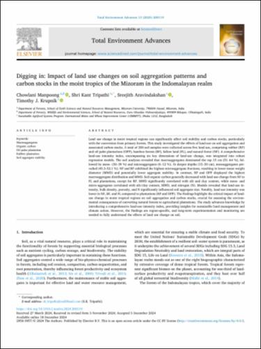 Digging in: Impact of land use changes on soil aggregation patterns and carbon stocks in the moist tropics of the Mizoram in the Indomalayan realm