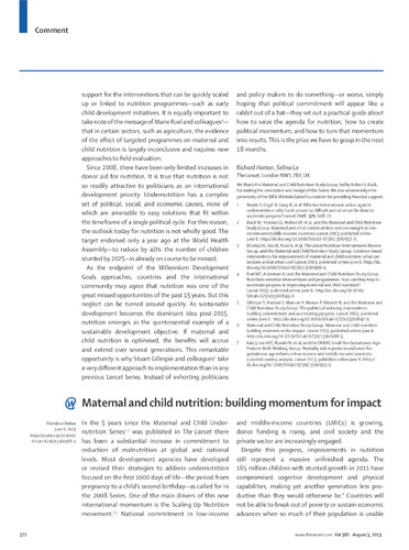 Maternal and child nutrition: Building momentum for impact