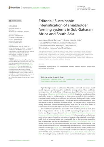 Editorial: Sustainable intensification of smallholder farming systems in Sub-Saharan Africa and South Asia