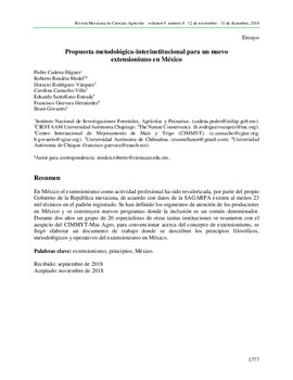 Propuesta metodológica-interinstitucional para un nuevo extensionismo en México