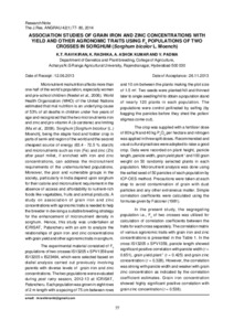 Association studies of grain iron and zinc concentrations with yield and other agronomic traits using F2 populations of two crosses in sorghum (Sorghum bicolor L. Moench)