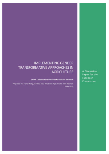 Implementing gender transformative approaches in agriculture: A discussion paper for the European Commission