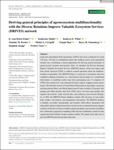 Deriving general principles of agroecosystem multifunctionality with the Diverse Rotations Improve Valuable Ecosystem Services (DRIVES) network