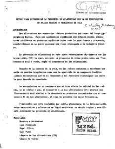 Metodo para diferenciar la presencia de aflatoxinas con la de escopoletina en raices frescas procesadas de yuca
